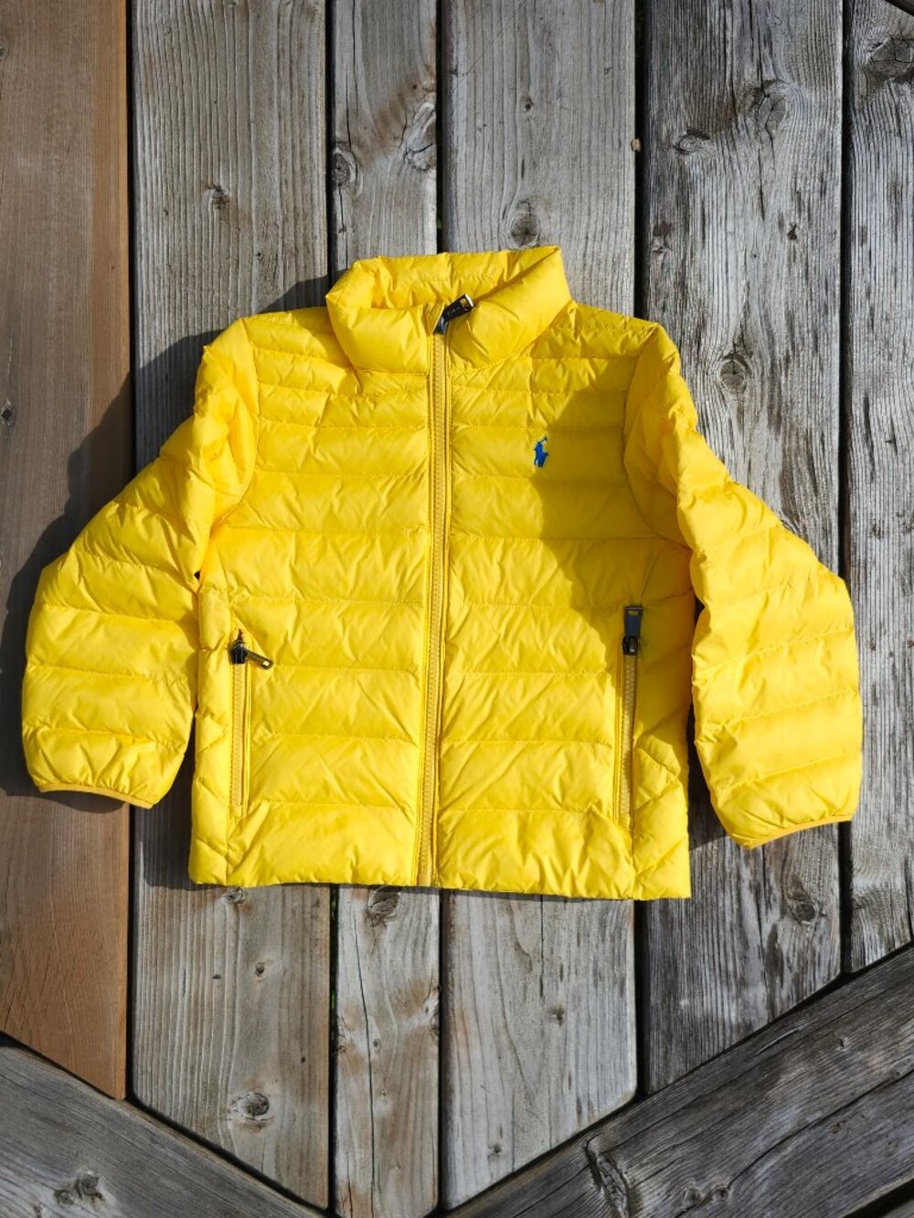 CHEERFUL Polo Ralph Lauren Toddler Puffer Coat 4T Pack away Coat BRIGHT YELLOW